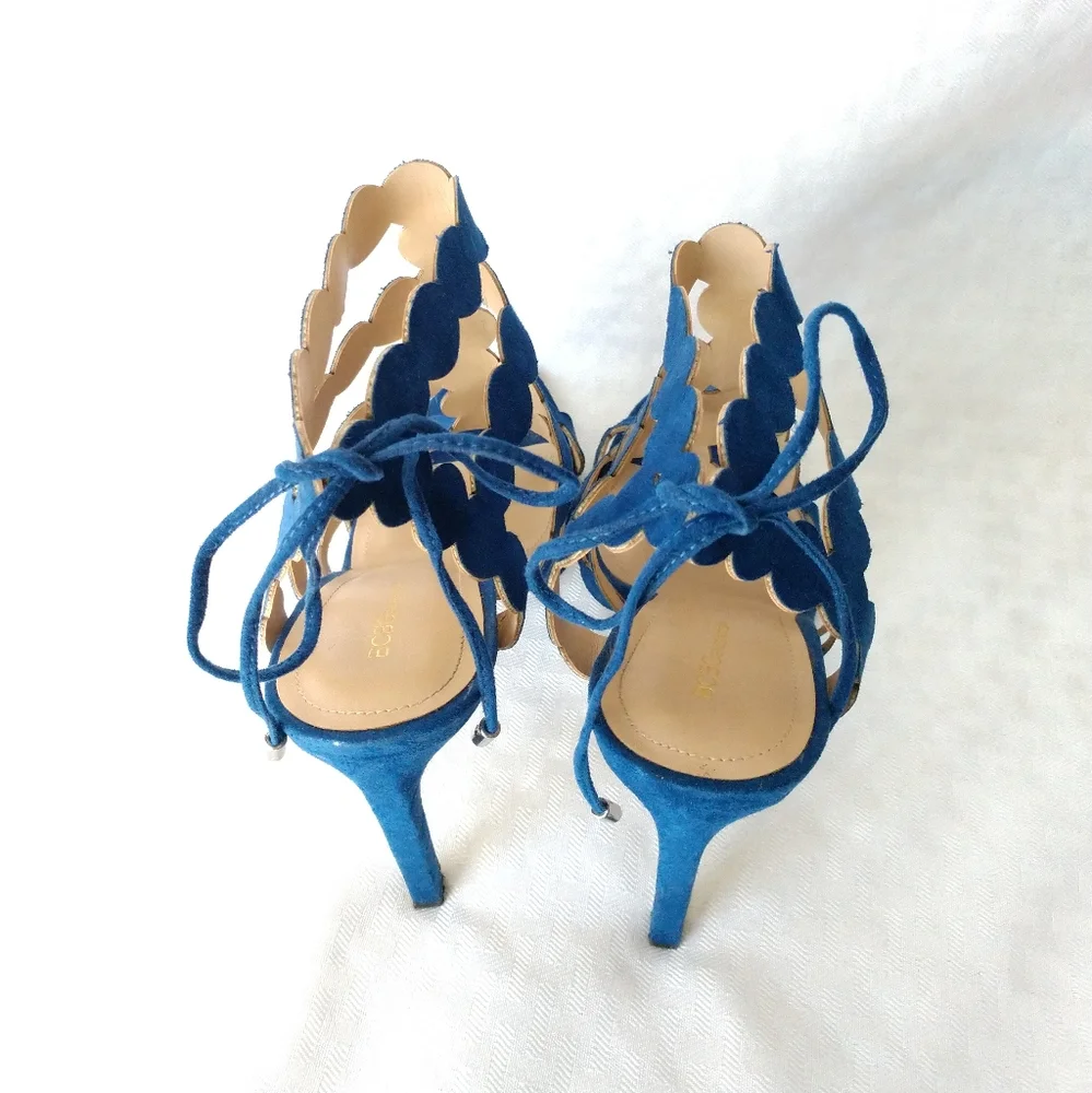 BCBGeneration Heels Shoes CHIKO Blue Suede Strappy Gladiator Size 7.5 M - Picture 5 of 10